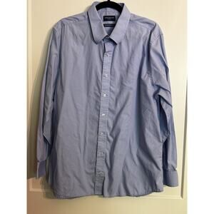 Nick Dunn London Blue Sz Xl 17-17.5 34-35 Modern Fit Office Casual Button Down